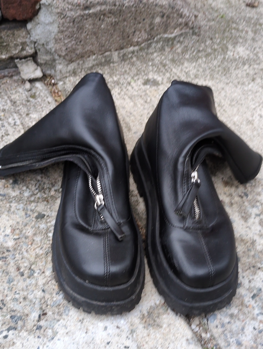 Urban Outfitters Black Chunky Zip-Heel Platform Shoes